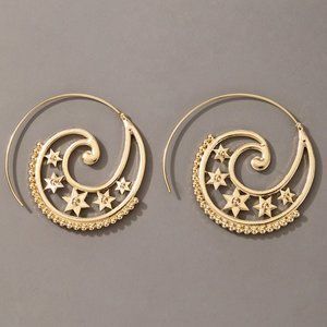 Gold Star Spiraled Shaped Earrings
